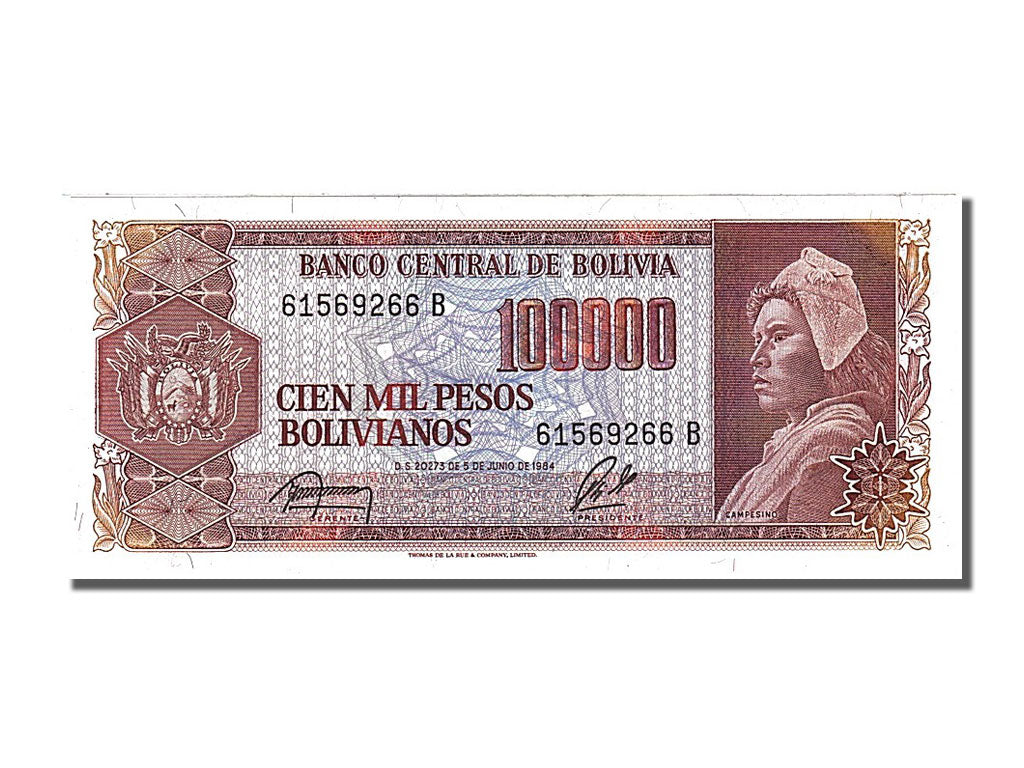 Billete, 100,000 Pesos Bolivianos, 1984, Bolivia, 1984-06-05, UNC