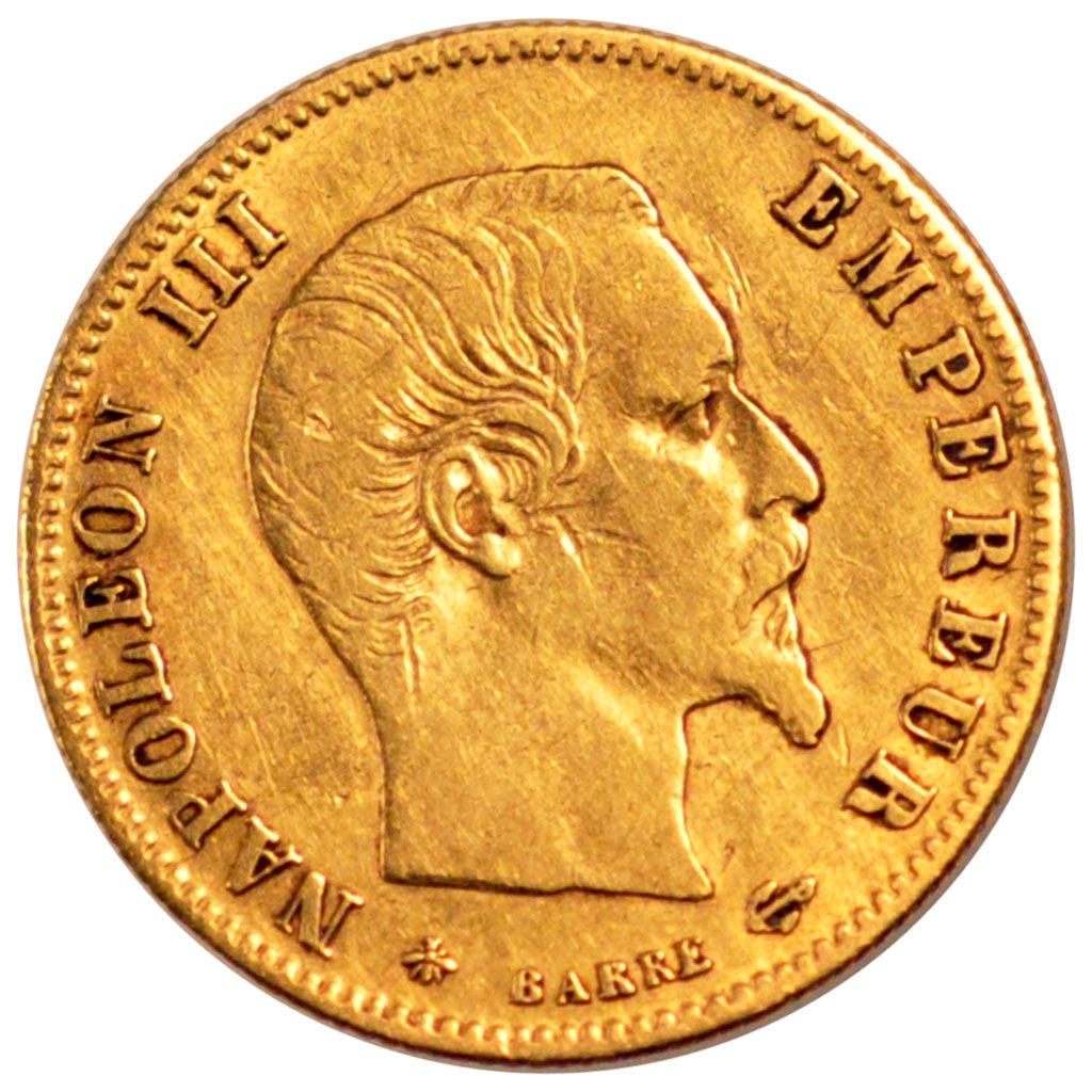 FRANCE, Napoléon III, 5 Francs, 1860, Paris, KM #787.1, VF(30-35), Gold, 16.7, G