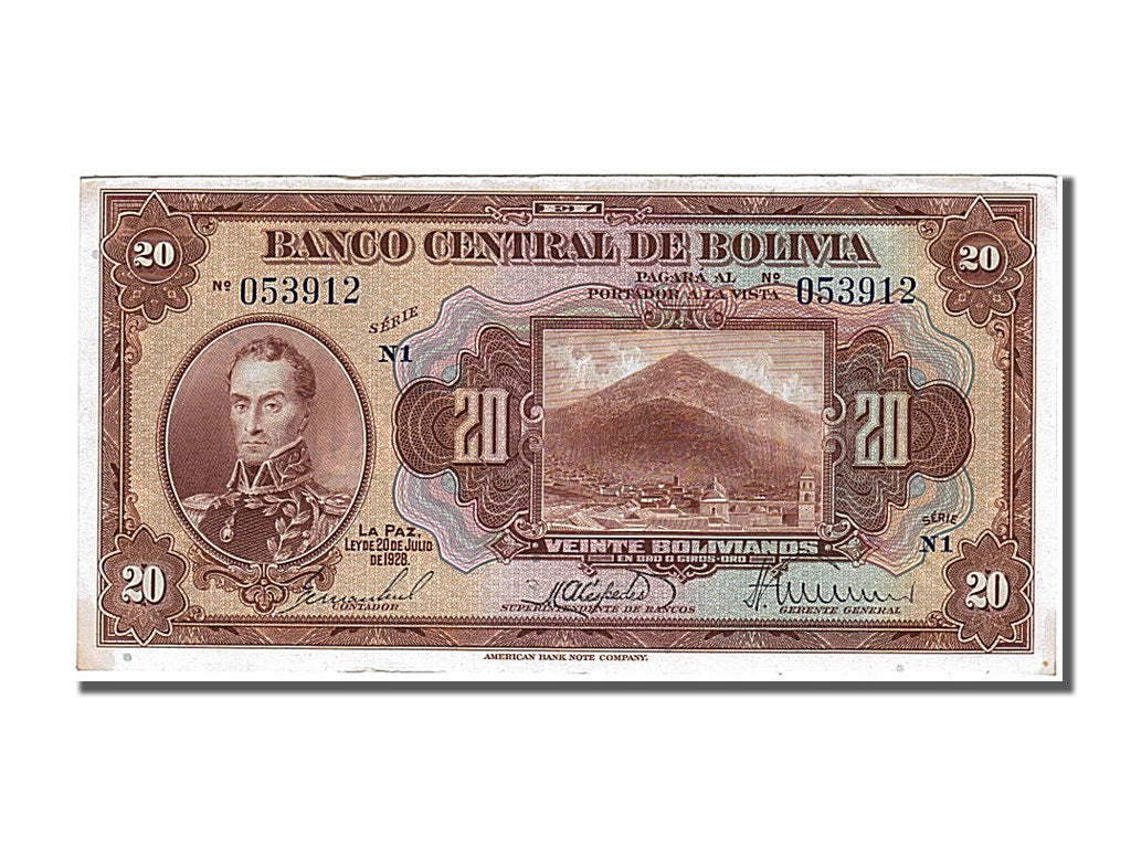 Bolivie, 20 Bolivianos, type Simon Bolivar 