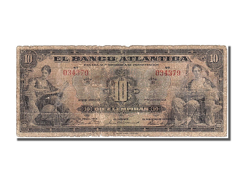 Honduras, 10 Lempiras, 1932, KM #S124b, 1932-07-01, VG(8-10), 034379