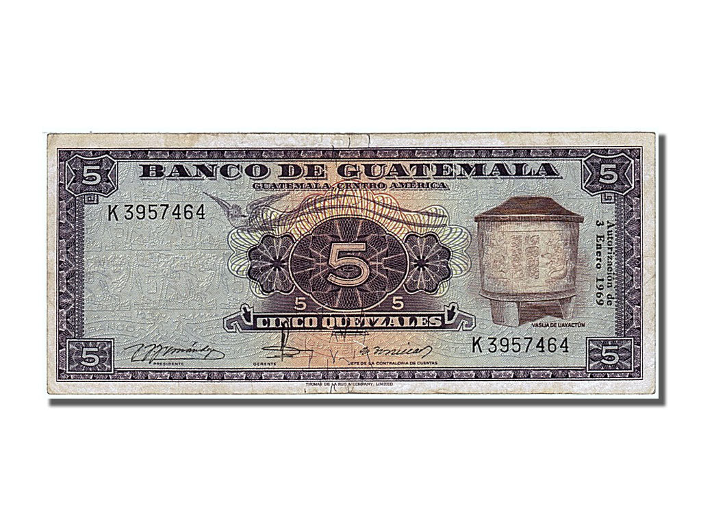 Guatemala, 5 Quetzales, 1969, KM #53f, 1969-01-03, EF(40-45), K 3957464