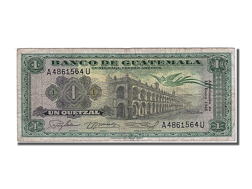 Guatemala, 1 Quetzal, 1965, KM #52b, 1965-01-15, EF(40-45), A 4861564U