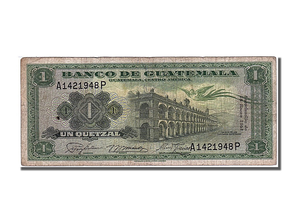 Guatemala, 1 Quetzal, 1961, KM #43c, 1961-01-18, VF(30-35), A 1421948 P