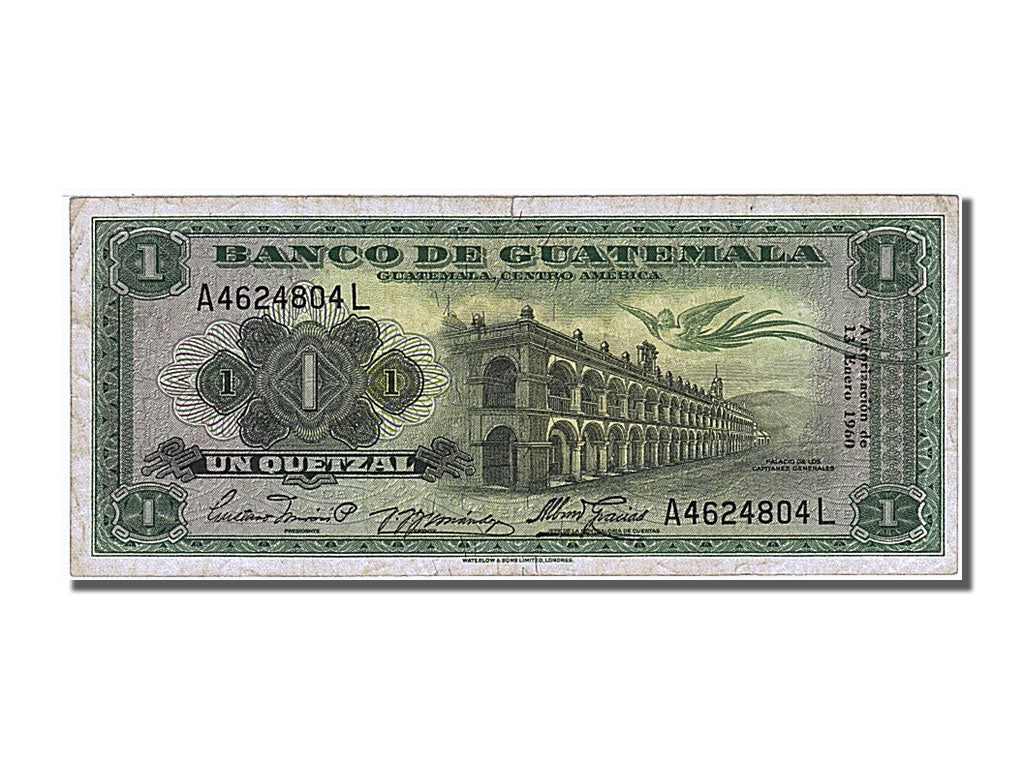 Guatemala, 1 Quetzal, 1960, KM #43b, 1960-01-13, EF(40-45), A 4624804L