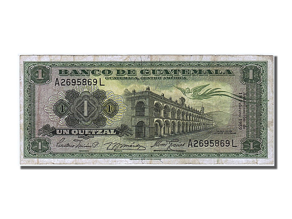 Guatemala, 1 Quetzal, 1959, KM #43a, 1959-02-18, EF(40-45), A 2695869L