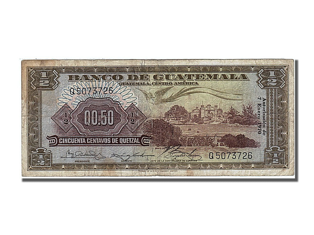 Guatemala, 1/2 Quetzal, 1970, KM #51g, 1970-01-07, EF(40-45), Q 5073726