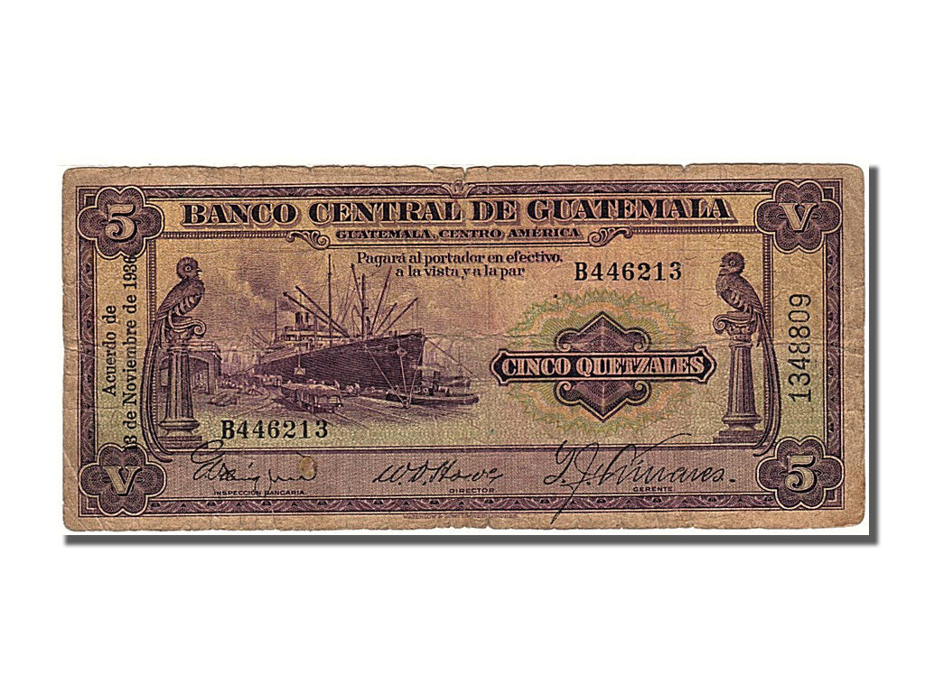 Guatemala, 5 Quetzales, 1936, 1936-11-13, VF(20-25), B 446213