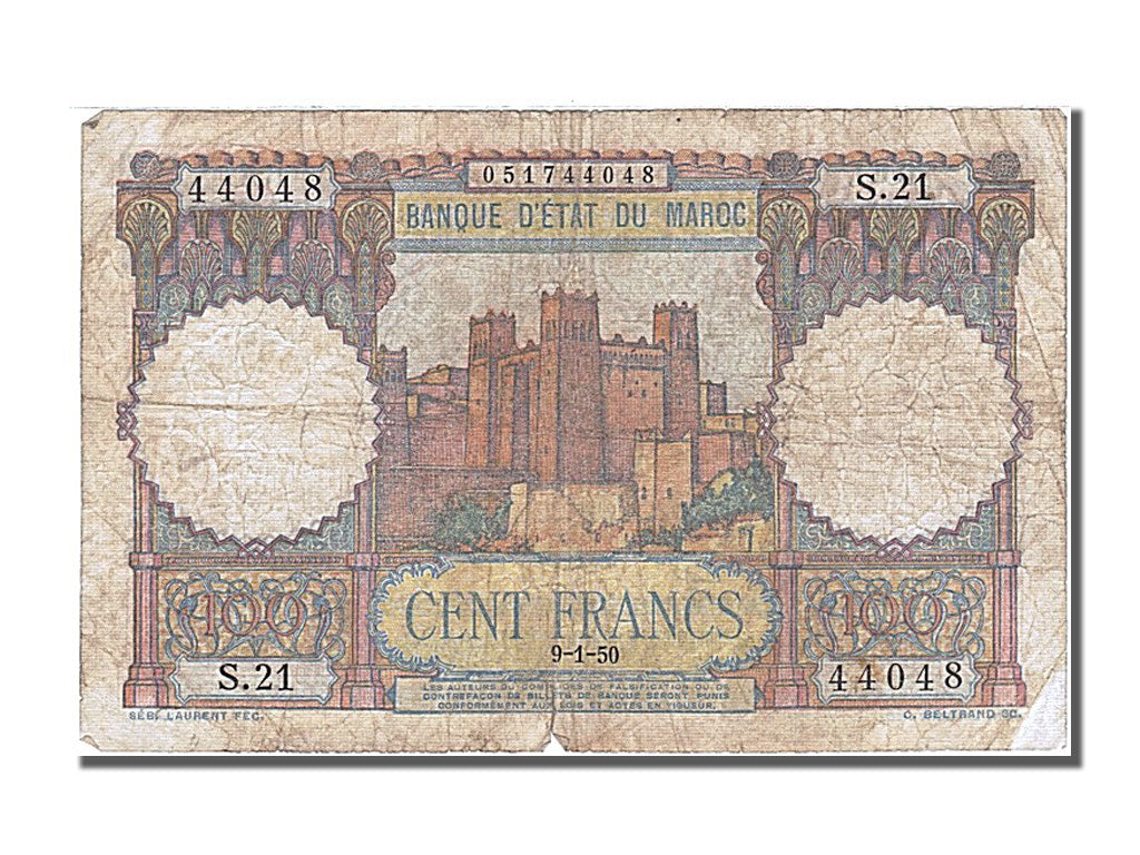 Morocco, 100 Francs, 1950, KM #45, 1950-01-09, VF(30-35), S.21 44048