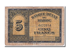Morocco, 5 Francs, 1943, KM #24, 1943-08-01, VF(30-35), 4422614