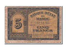Billet, Maroc, 5 Francs, 1943, 1943-08-01, TTB