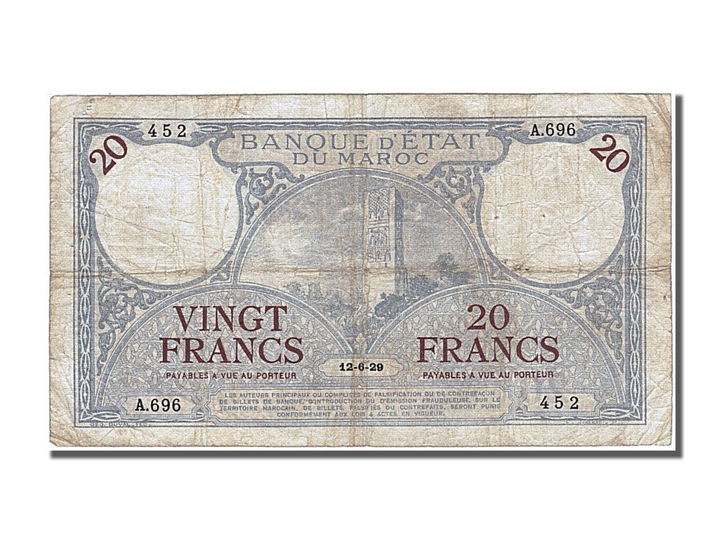 Maroc, 20 Francs, type 1928-1929