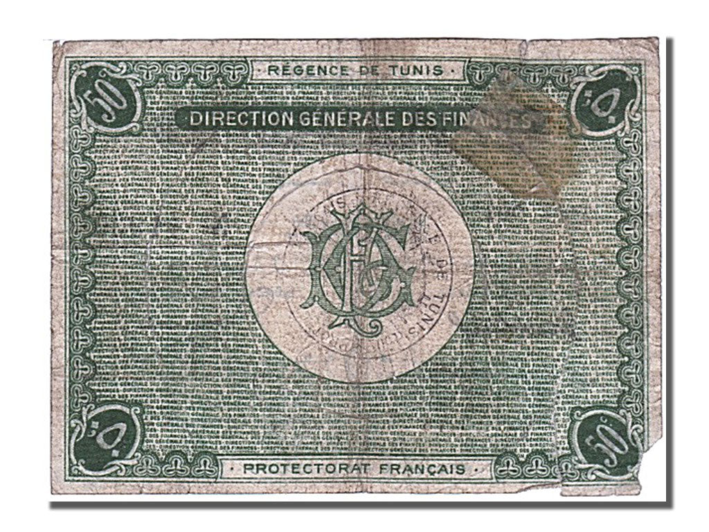 Tunisia, 50 Centimes, 1918, 1918-02-16, VG(8-10), 41930