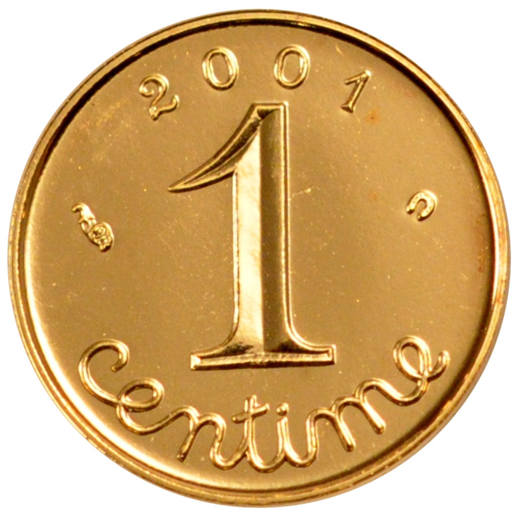 FRANCE, Épi, Centime, 2001, Paris, KM #928a, MS(65-70), Gold, Gadoury #91a, 2.50