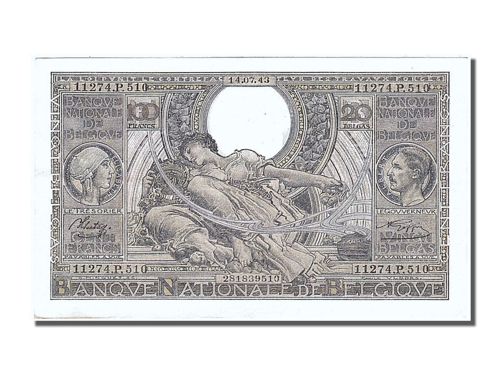 Banknote, Belgium, 100 Francs-20 Belgas, 1943, 1943-07-14, UNC(63)