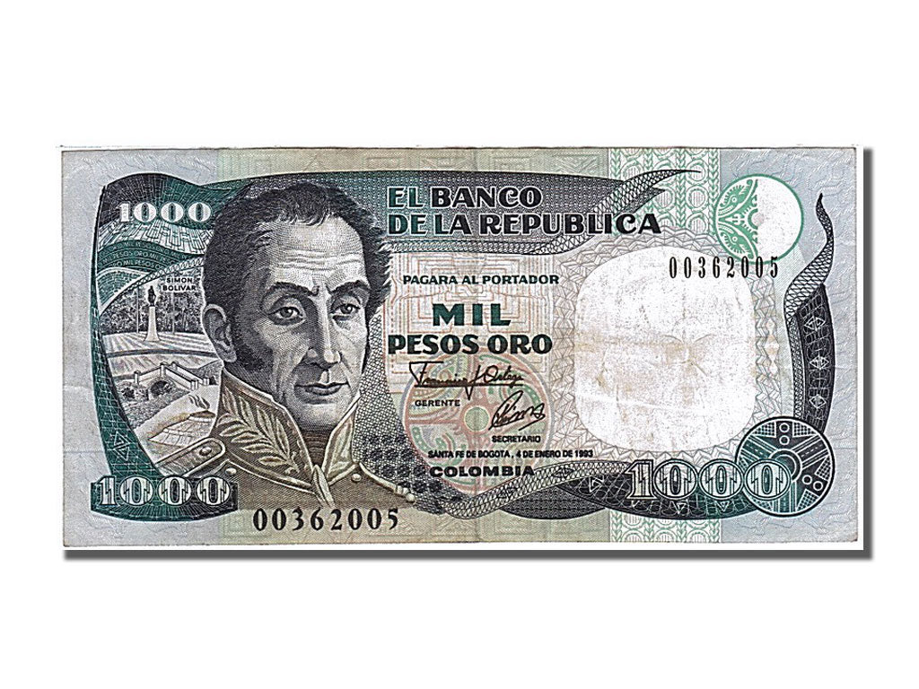 Banknote, Colombia, 1000 Pesos Oro, 1993, 1993-01-04, EF(40-45)