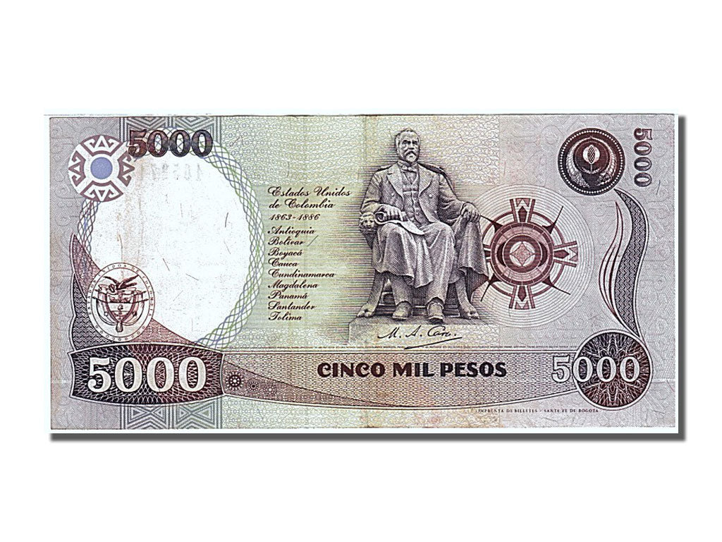 Colombia, 5000 Pesos, 1994, KM #440, 1994-01-03, AU(55-58), 16527167