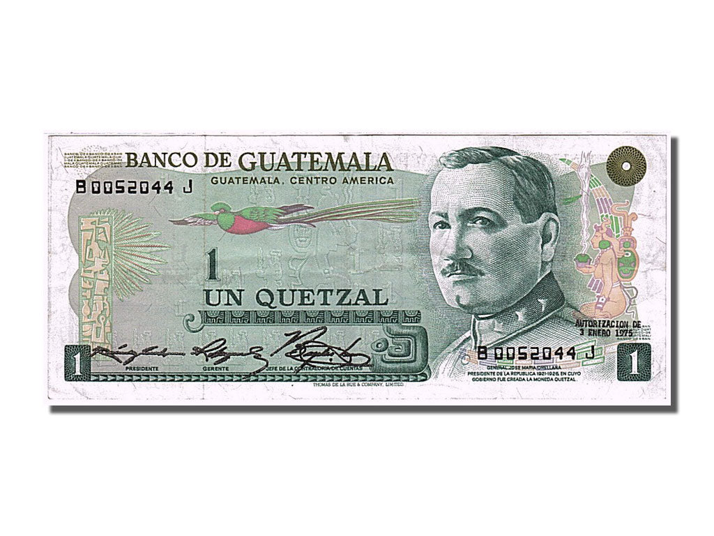 Guatemala, 1 Quetzal, 1975, KM #59b, 1975-01-03, AU(50-53), B 0052044 J