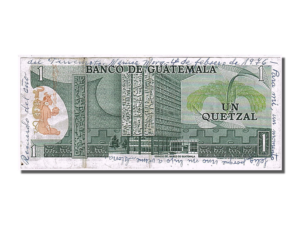 Guatemala, 1 Quetzal, 1975, KM #59b, 1975-01-03, AU(50-53), B 0052044 J