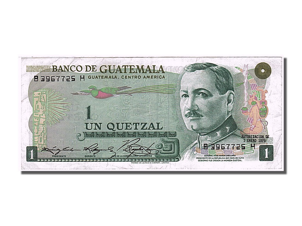 Guatemala, 1 Quetzal, 1975, KM #59b, 1975-01-03, EF(40-45), B 3967725 H