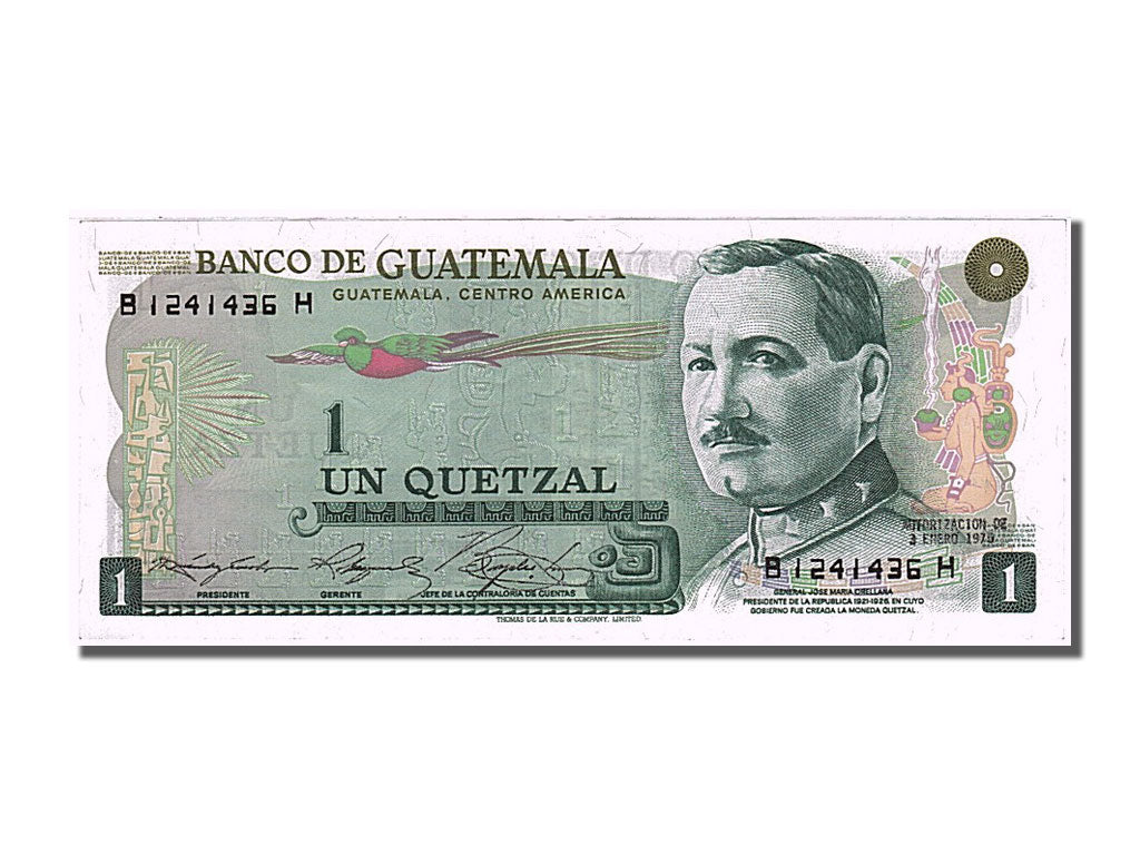 Guatemala, 1 Quetzal, 1975, KM #59b, 1975-01-03, UNC(63), B 1241436 H
