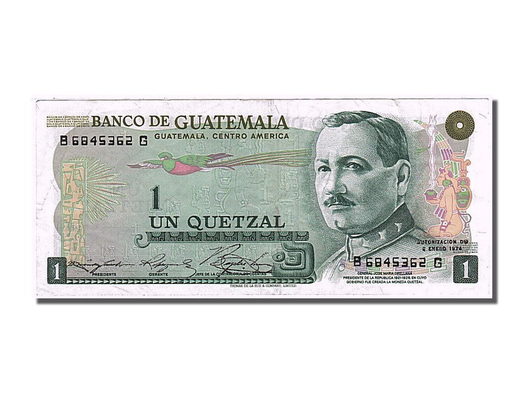 Guatemala, 1 Quetzal, 1974, KM #59b, 1974-01-02, EF(40-45), B 6845362 G