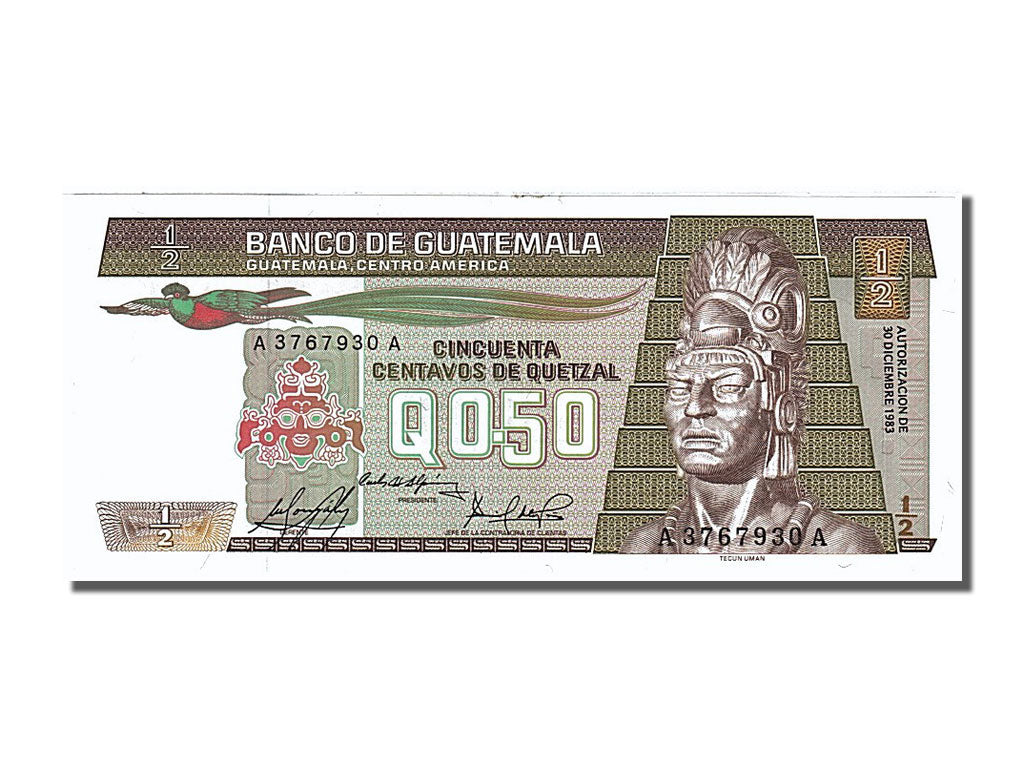 Guatemala, 1/2 Quetzal, 1983, KM #65, 1983-12-30, UNC(63), A 3767930 A