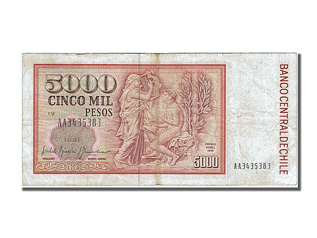 Chile, 5000 Pesos, 1991, KM #155c, EF(40-45), AA 3435383