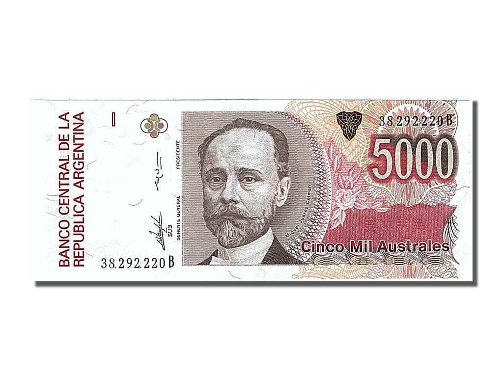 Argentina, 5000 Australes, 1989, KM #330d, UNC(65-70), 38.292.220 B