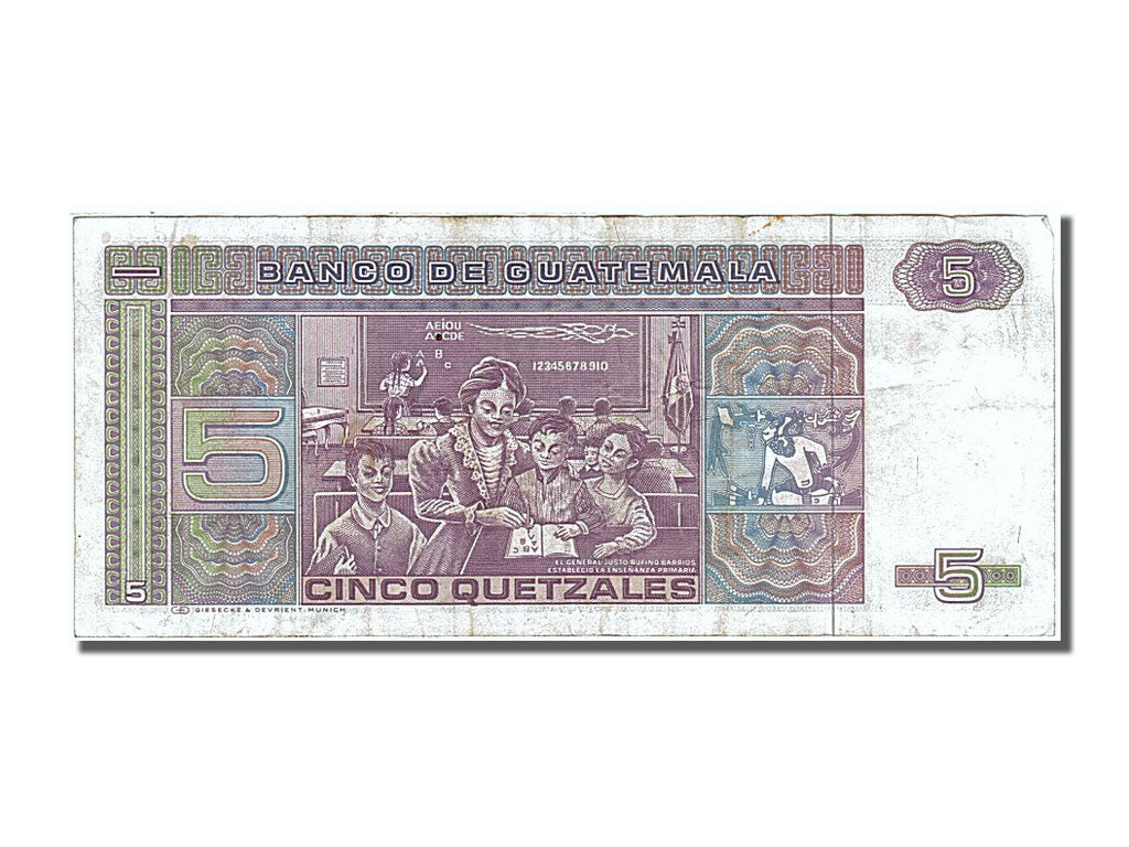 Guatemala, 5 Quetzales, 1986, KM #67, 1986-01-03, EF(40-45), D 4615894 B