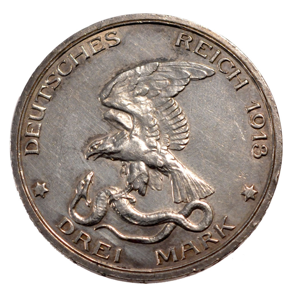 GERMAN STATES, 3 Mark, 1913, Berlin, KM #534, AU(55-58), Silver, 33, 16.67