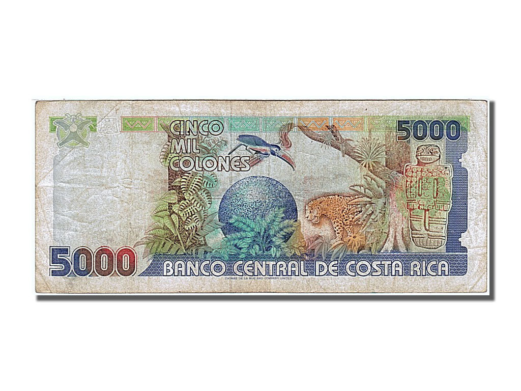 Costa Rica, 5000 Colones, 1991, KM #260a, 1991-08-28, EF(40-45), A01150578