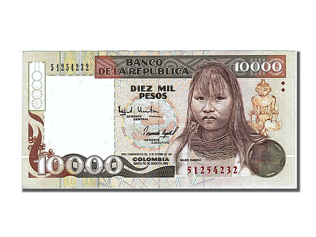 Billete, 10,000 Pesos Oro, 1993, Colombia, UNC