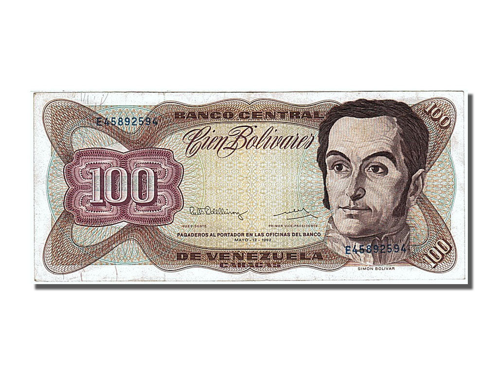 Venezuela, 100 Bolívares, 1992, KM #66d, 1992-05-12, AU(50-53), E45892594