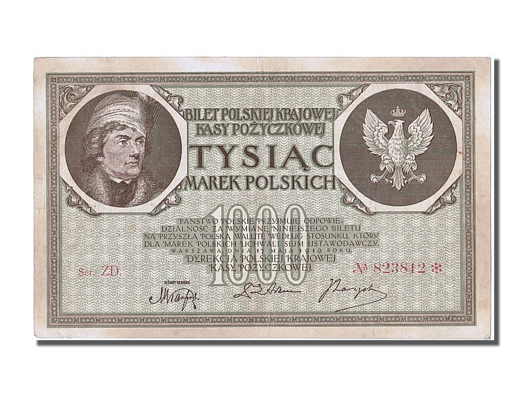 Poland, 1000 Marek, 1919, KM #22d, 1919-05-17, AU(55-58), ZD 823812