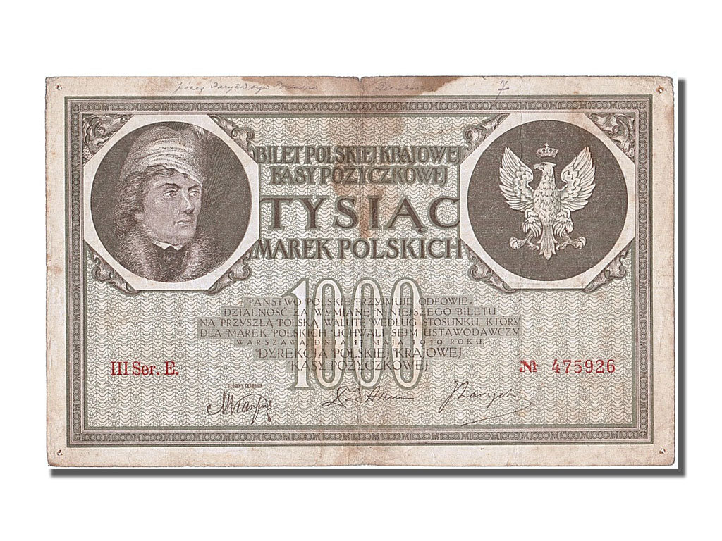 Poland, 1000 Marek, 1919, KM #22c, 1919-05-17, EF(40-45), E 475926