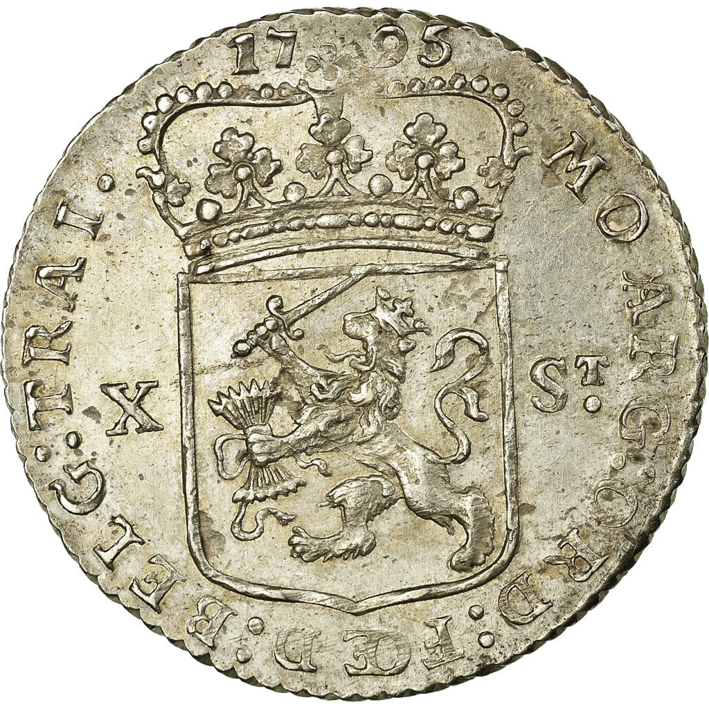 Munten, Nederland, 10 Stuivers, 1795, Utrecht, PR, Zilver, KM:7