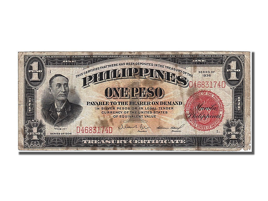 Philippines, 1 Peso, 1936, VF(20-25), D4683174D