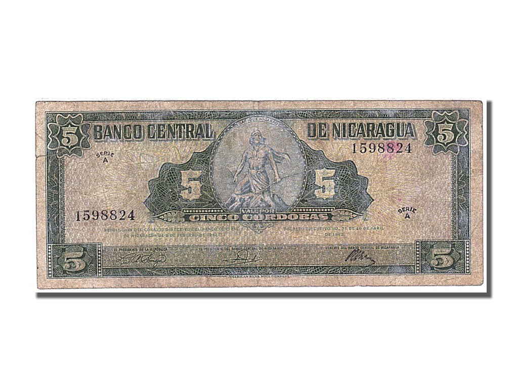 Nicaragua, 5 Cordobas, 1962, 1962-04-26, EF(40-45), Serie A 1598824