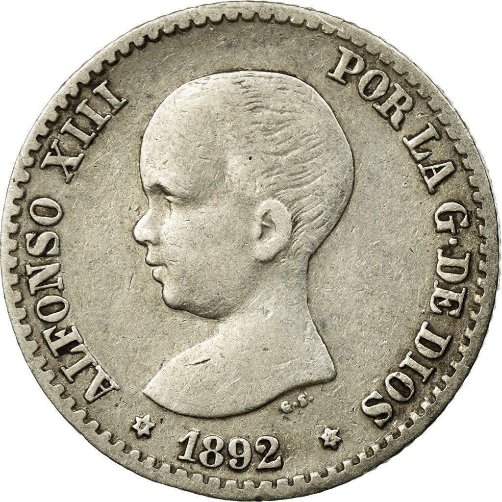 Coin, Spain, Alfonso XIII, 50 Centimos, 1892, Madrid, EF(40-45), Silver, KM:690
