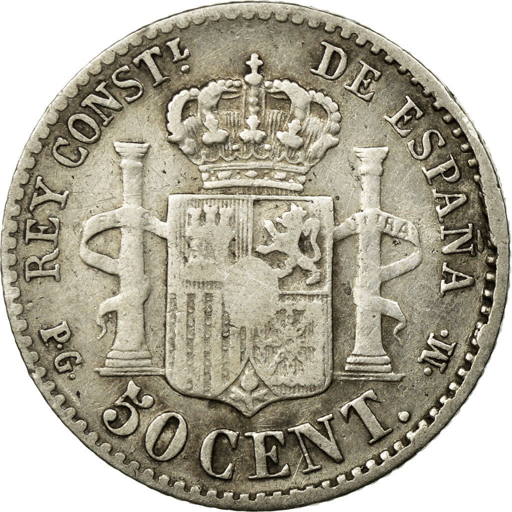 Coin, Spain, Alfonso XIII, 50 Centimos, 1892, Madrid, EF(40-45), Silver, KM:690