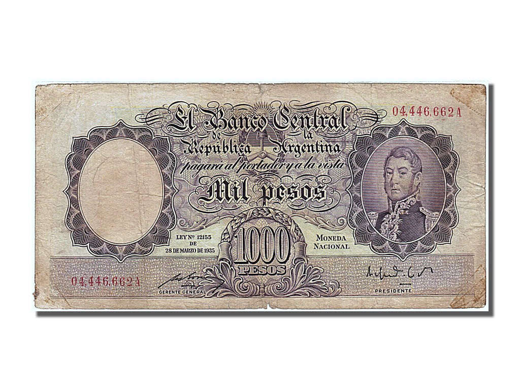 Argentina, 1000 Pesos, 1935, KM #269b, VF(30-35), 04446662A