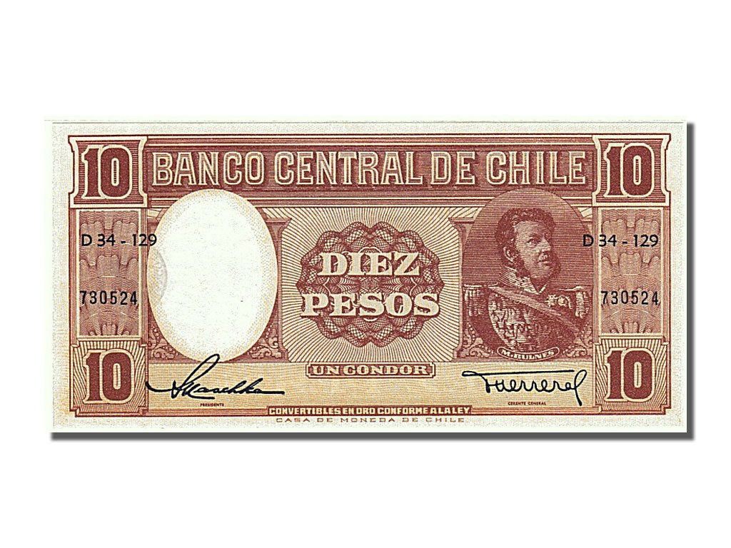 Banknote, Chile, 10 Pesos = 1 Condor, 1947, UNC(65-70)