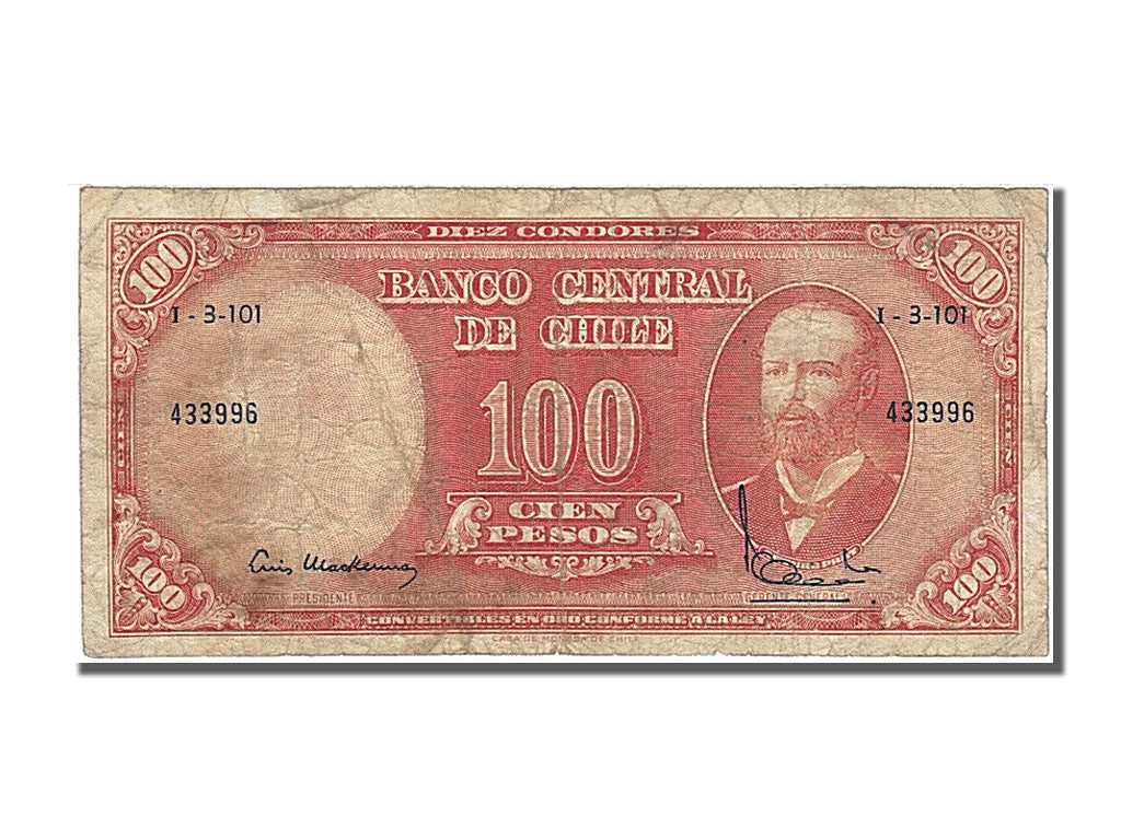 Chile, 10 Centesimos on 100 Pesos, 1960, KM #127a, EF(40-45), 433996