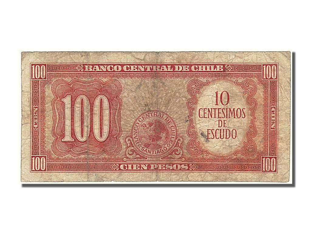 Chile, 10 Centesimos on 100 Pesos, 1960, KM #127a, EF(40-45), 433996