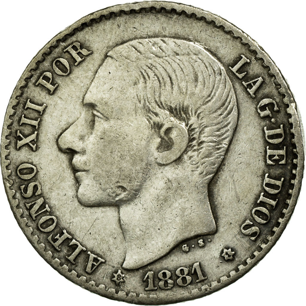 Coin, Spain, Alfonso XII, 50 Centimos, 1881, Madrid, EF(40-45), Silver, KM:685