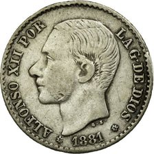 Coin, Spain, Alfonso XII, 50 Centimos, 1881, Madrid, EF(40-45), Silver, KM:685