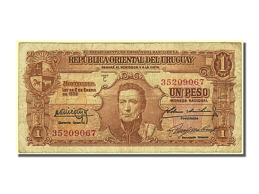 Uruguay, 1 Peso, 1939, KM #35b, EF(40-45), 35209067