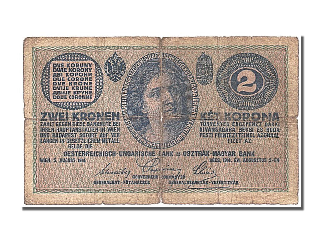 Austria, 2 Kronen, 1914, KM #17b, 1914-08-05, VF(20-25), C 831111