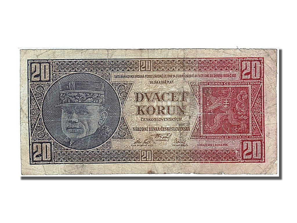 Tchécoslovaquie, 20 Korun, Type Alois Rasin