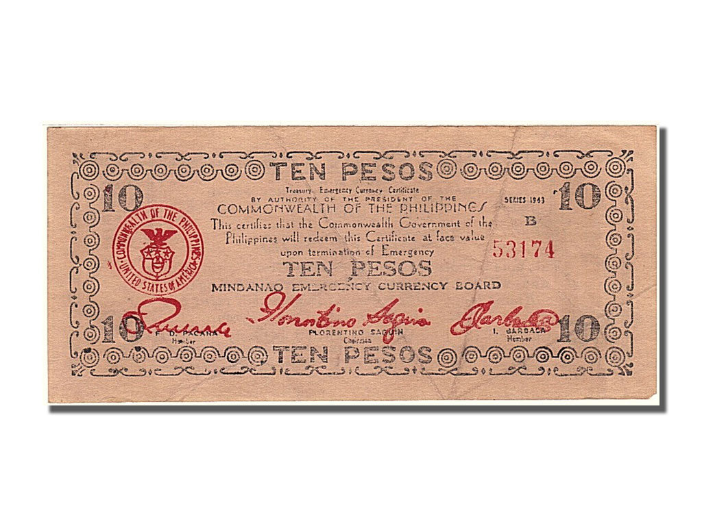 Banknote, Philippines, 10 Pesos, 1943, AU(55-58)